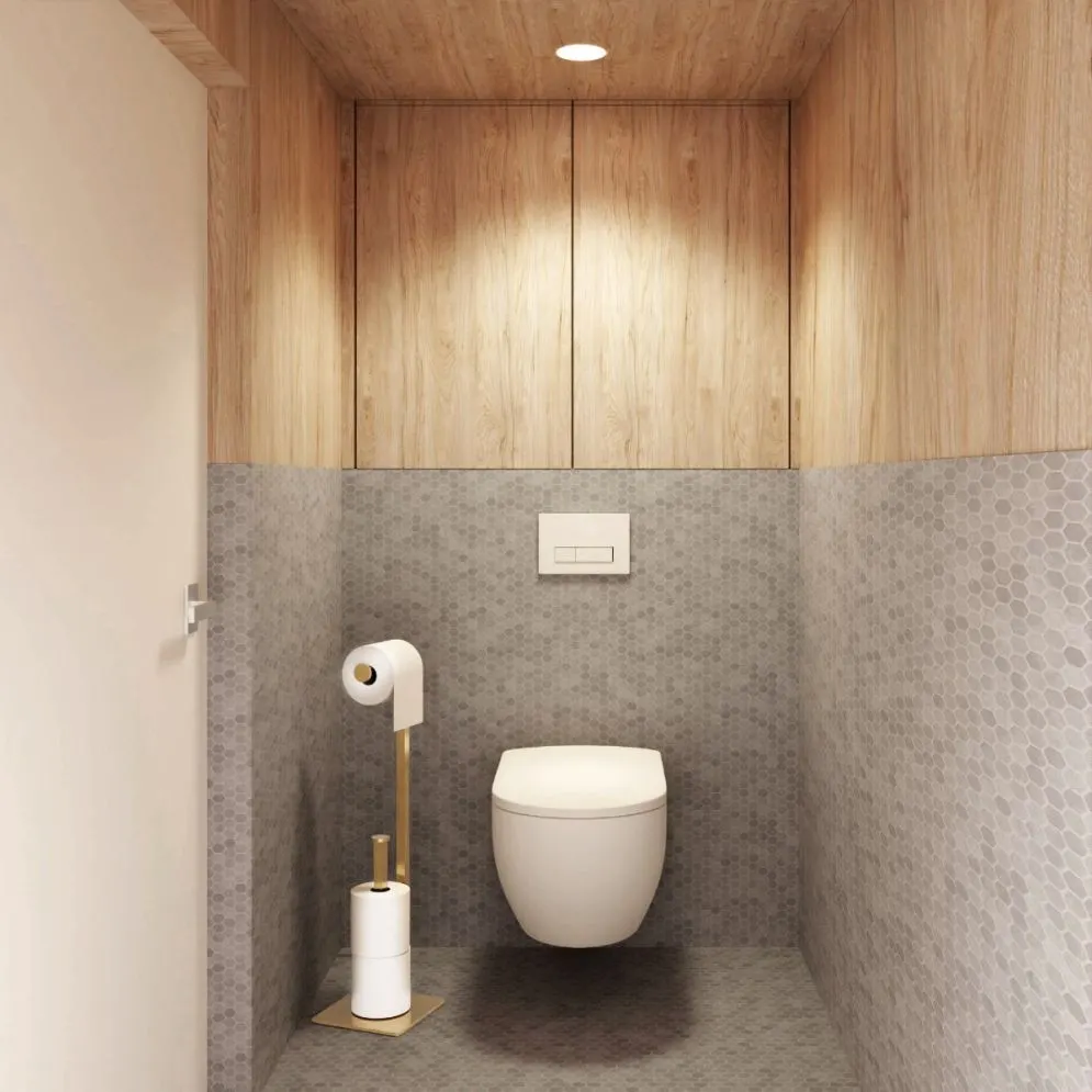 Stojak na papier NITIN PLUS złoty metalowy łazienkowy | MIRAT. w stylu LOFT kolekcja