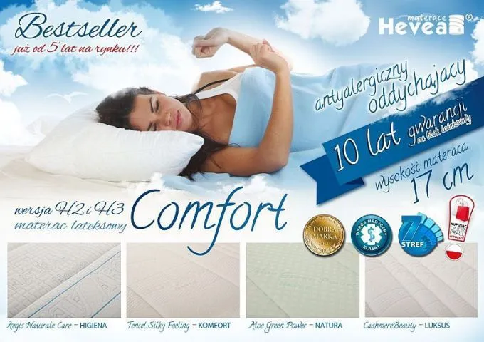 Materac COMFORT H2 180x200 lateksowy dwuosobowy | MIRAT.
