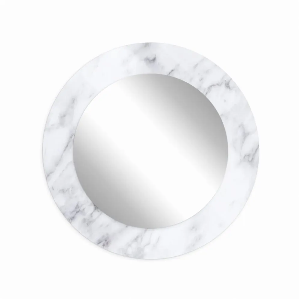 Lustro okrągłe MORENA WHITE MARBLE 80cm biały marmur na szkle I sklep meblowy MIRAT.
