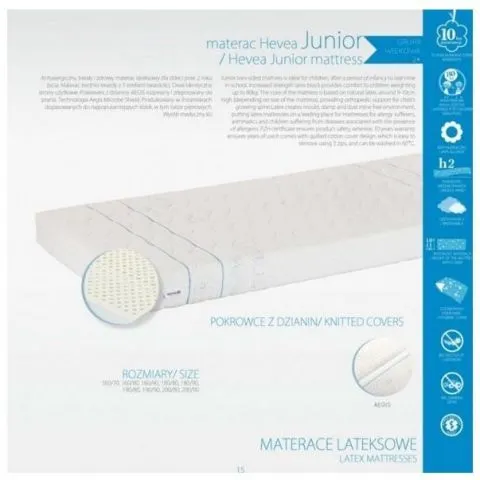 Materac lateksowy Junior 90x190 H2 antyalergiczny | MIRAT.