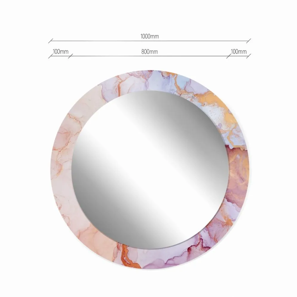Lustro okrągłe MORENA PINK MARBLE 100cm różowe wiszące I sklep meblowy MIRAT.