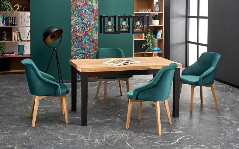 Stół rozkładany TIAGO 140(220)x80 dąb/czarny w stylu loft | MIRAT. w stylu LOFT kolekcja