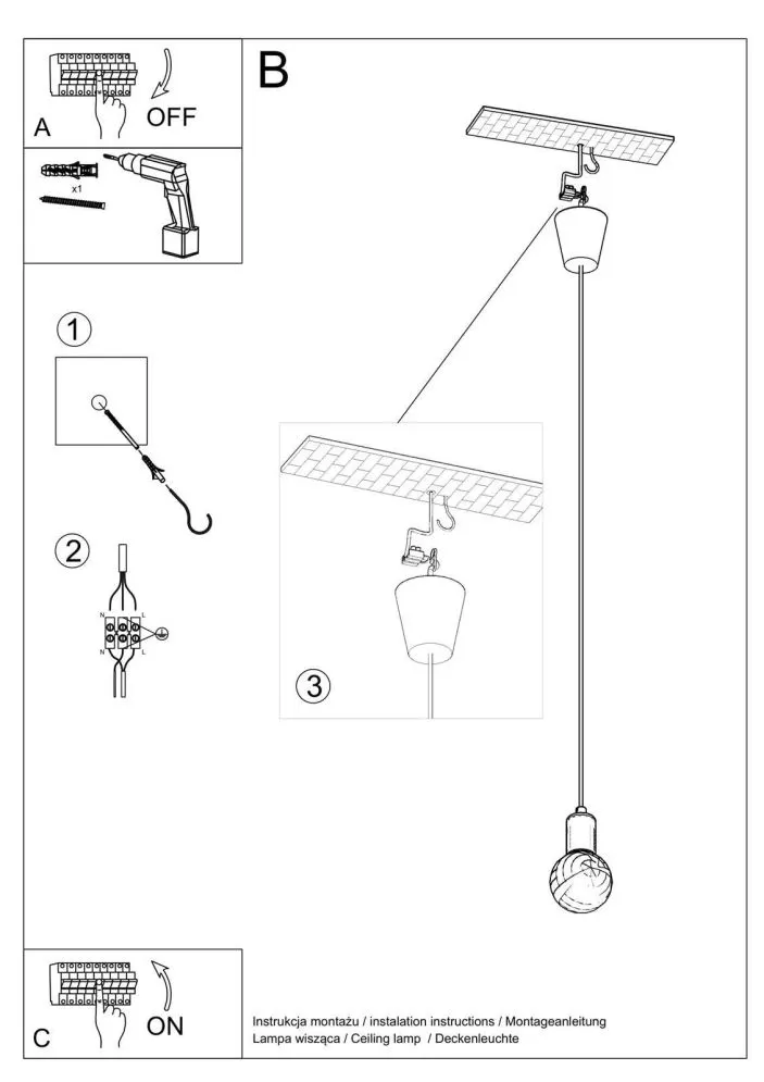Lampa wisząca DIEGO 1 szara | sklep MIRAT kolekcja diego