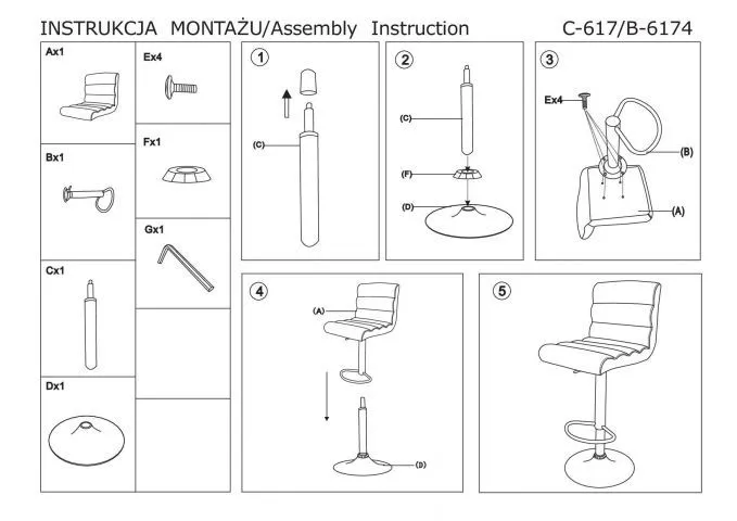 Hoker C-617 czarny tapicerowany ekoskórą do kuchni | MIRAT.