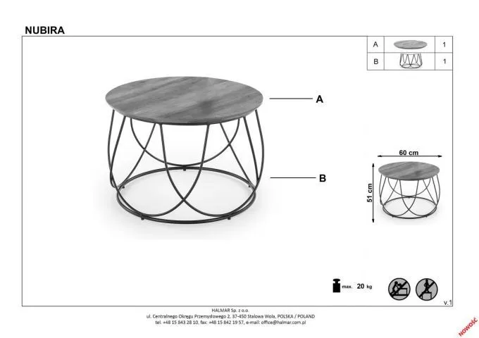 Ława NUBIRA do salonu orzech czarny | MIRAT. styl LOFT