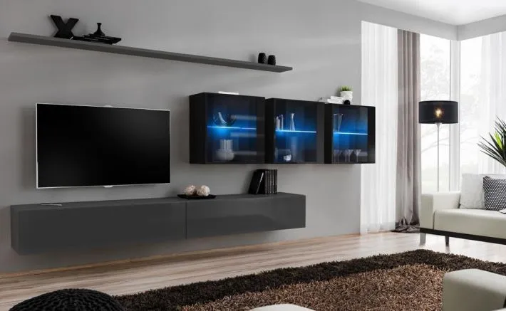 Meblościanka SWITCH XVII z podświetleniem na wysoki połysk | MIRAT. w stylu kolekcja SWITCH