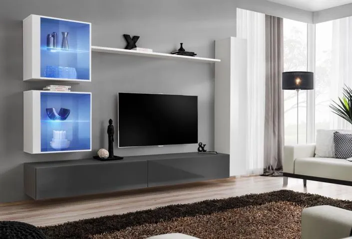 Meblościanka SWITCH XVIII wisząca nowoczesna na wysoki połysk | MIRAT. w stylu kolekcja SWITCH