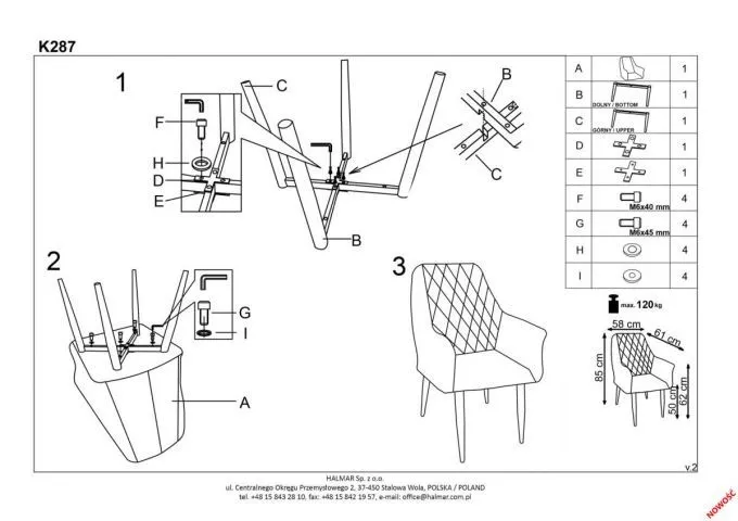 Instrukcja montażu krzesła K287