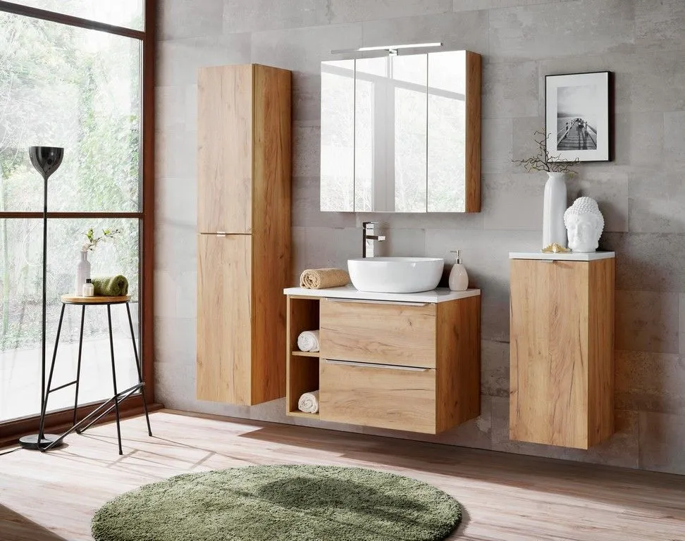 Szafka łazienkowa CAPRI 35 cm dąb z koszem wisząca | MIRAT. w stylu kolekcja CAPRI