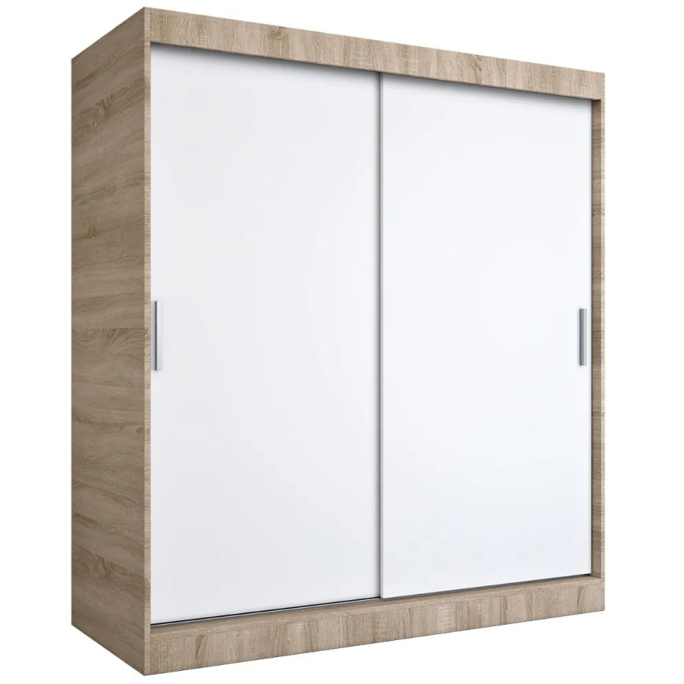 Szafa przesuwna MODUO COMFORT 180 dąb sonoma/biała mat gładka do sypialni | MIRAT. kolekcja MODUO COMFORT