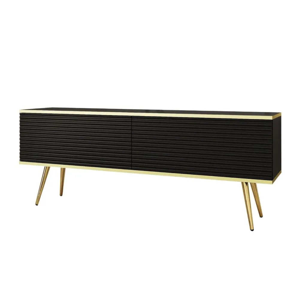 Szafka RTV KARL 3D 135cm wisząca/stojąca czarny mat ryflowana I sklep meblowy MIRAT. styl GLAMOUR, LOFT