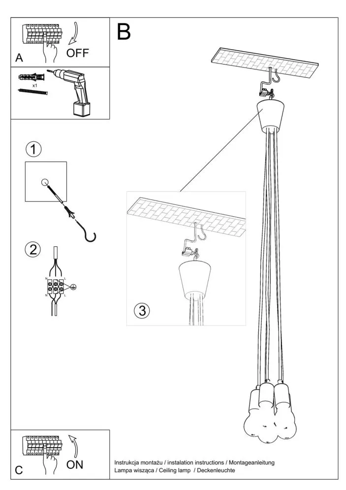 Lampa wisząca DIEGO 5 czarna | sklep MIRAT kolekcja diego