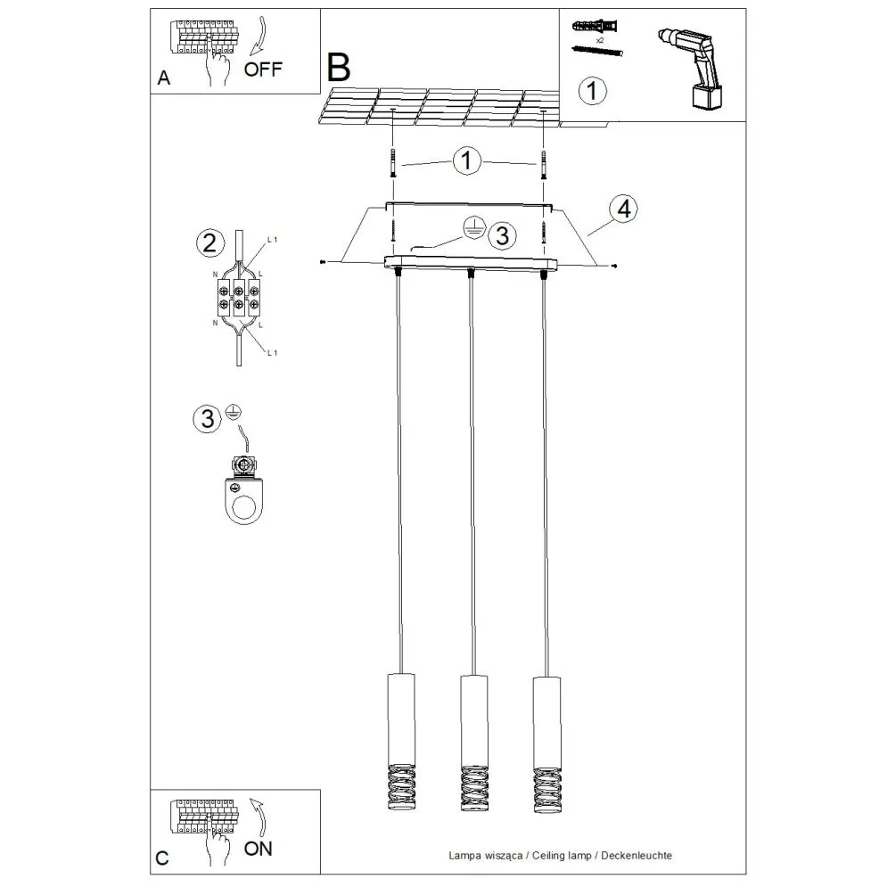 Lampa wisząca LAMI 3L biały | sklep MIRAT kolekcja lami