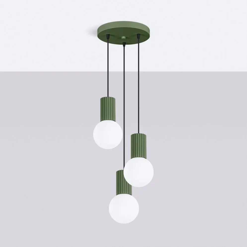 Lampa wisząca HALO 3P zielona oliwka | sklep MIRAT kolekcja halo