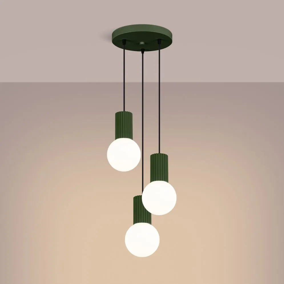 Lampa wisząca HALO 3P zielona oliwka | sklep MIRAT kolekcja halo