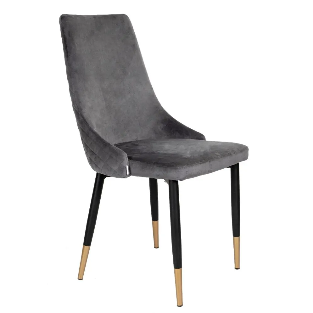 Krzesło welurowe LOGAN szare z czarnymi nogami|MIRAT styl LOFT
