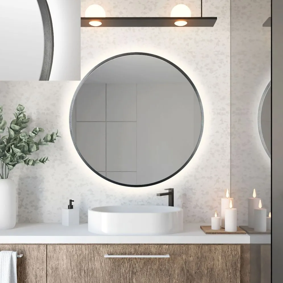 Lustro łazienkowe ZIRCON METALIC 50 z oświetleniem LED | MIRAT. w stylu kolekcja ZIRCON
