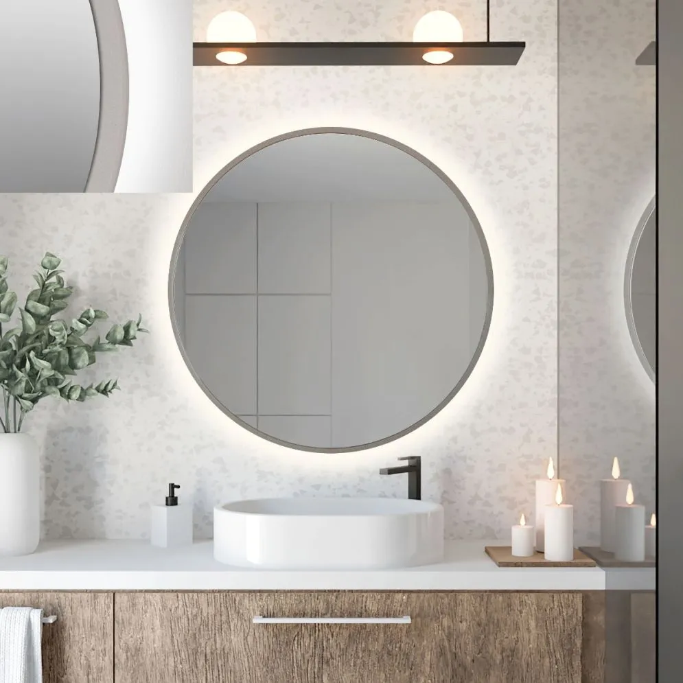 Lustro łazienkowe ZIRCON BETON 100 z oświetleniem LED | MIRAT. w stylu kolekcja ZIRCON