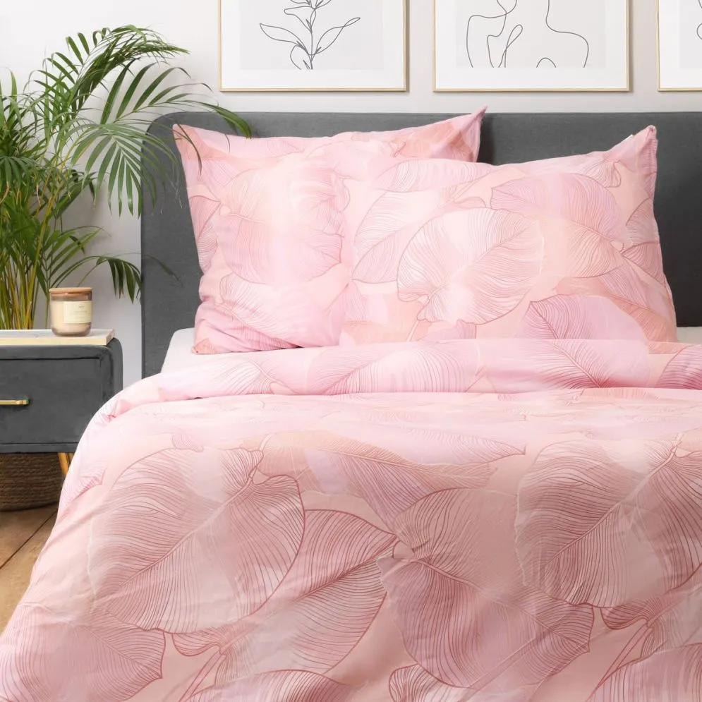Komplet pościeli różowej w liście GALLO 200x220 | MIRAT
