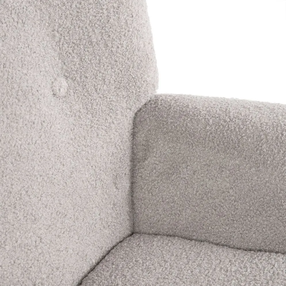 Fotel tapicerowany MOSS TEDDY BOUCLÉ jasnoszary z podłokietnikami | MIRAT styl SKANDYNAWSKI