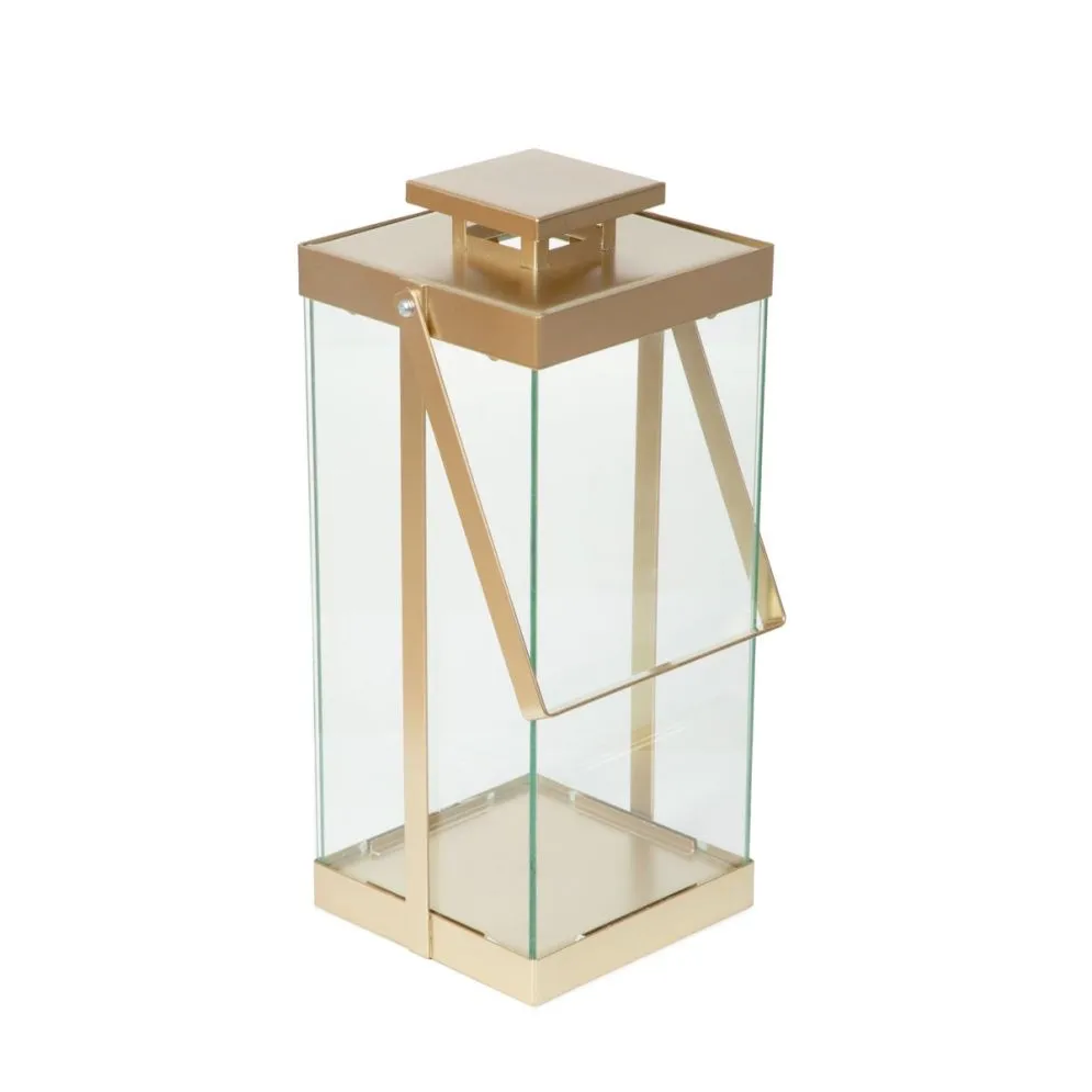 Lampion BRELA metalowa złota 15x15x36 cm | MIRAT