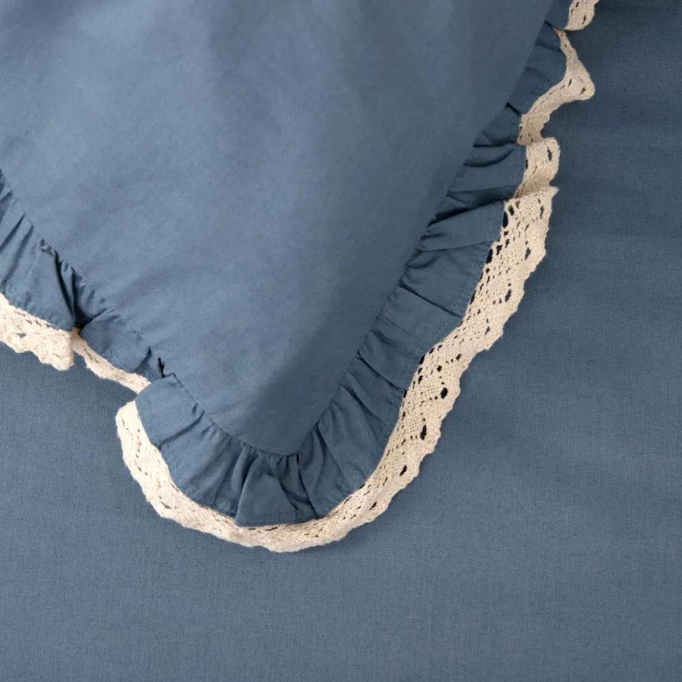 Komplet pościeli MOISES z bawełny w kolorze niebieskim | MIRAT styl VINTAGE