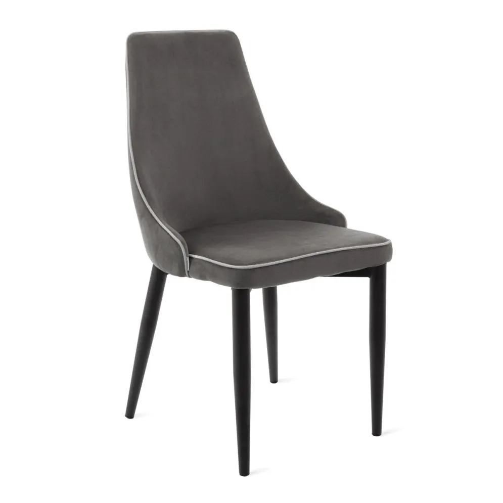 Krzesło tapicerowane LOUIS RIBBON szare z białą lamówką| MIRAT styl LOFT