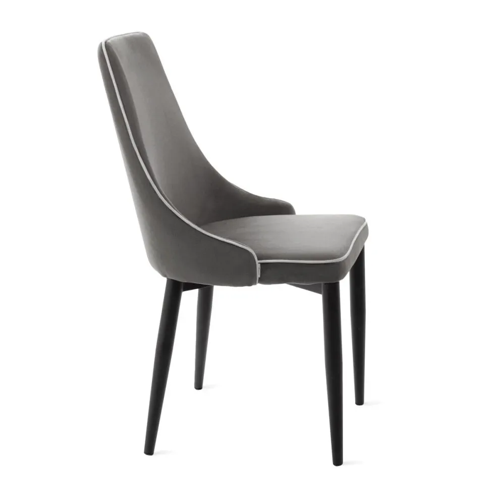 Krzesło tapicerowane LOUIS RIBBON szare z białą lamówką| MIRAT styl LOFT