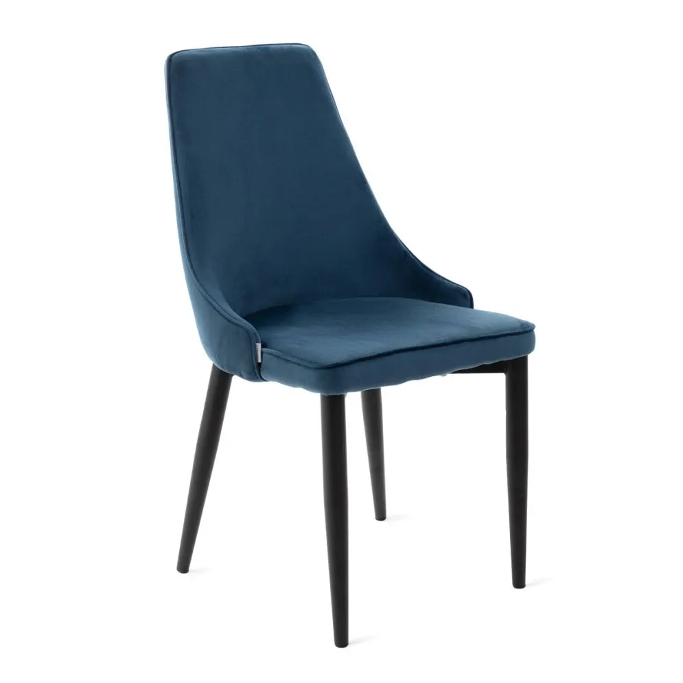 Krzesło welurowe LOUIS RIBBON niebieski z białą lamówką| MIRAT styl LOFT