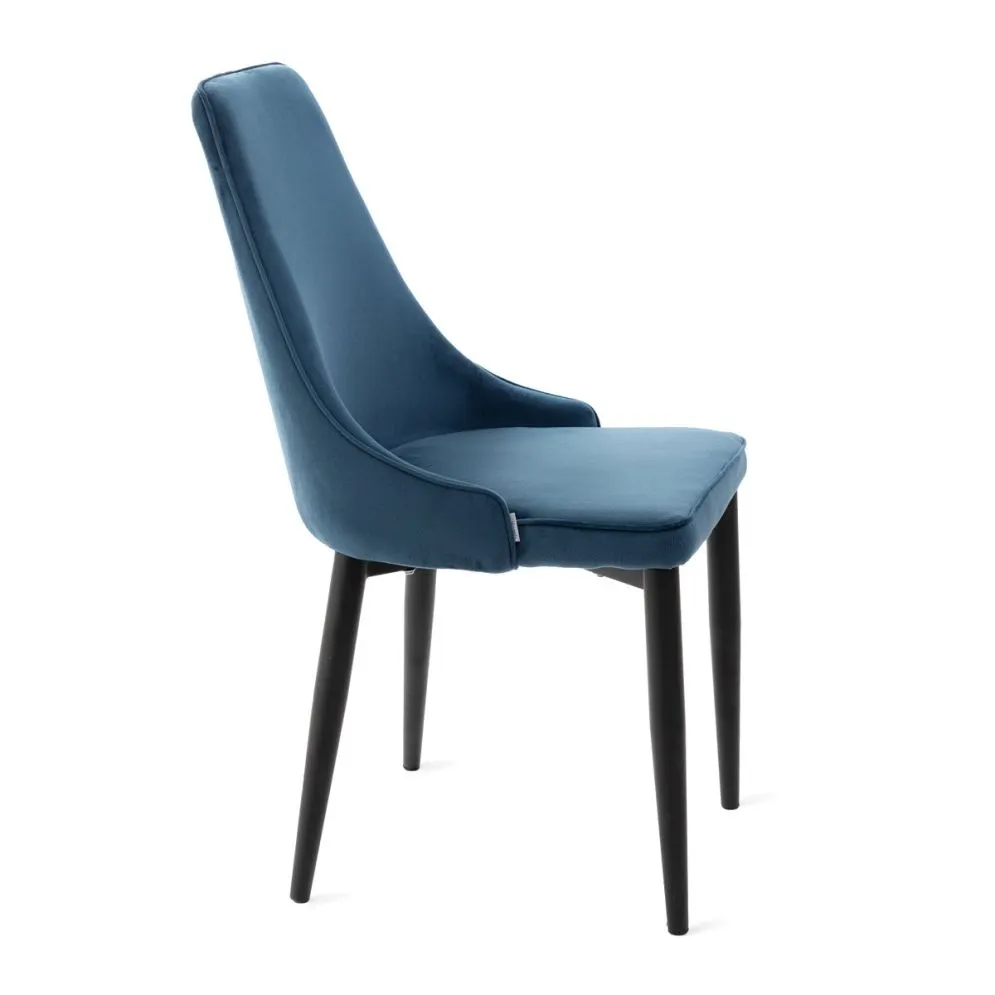 Krzesło welurowe LOUIS RIBBON niebieski z białą lamówką| MIRAT styl LOFT