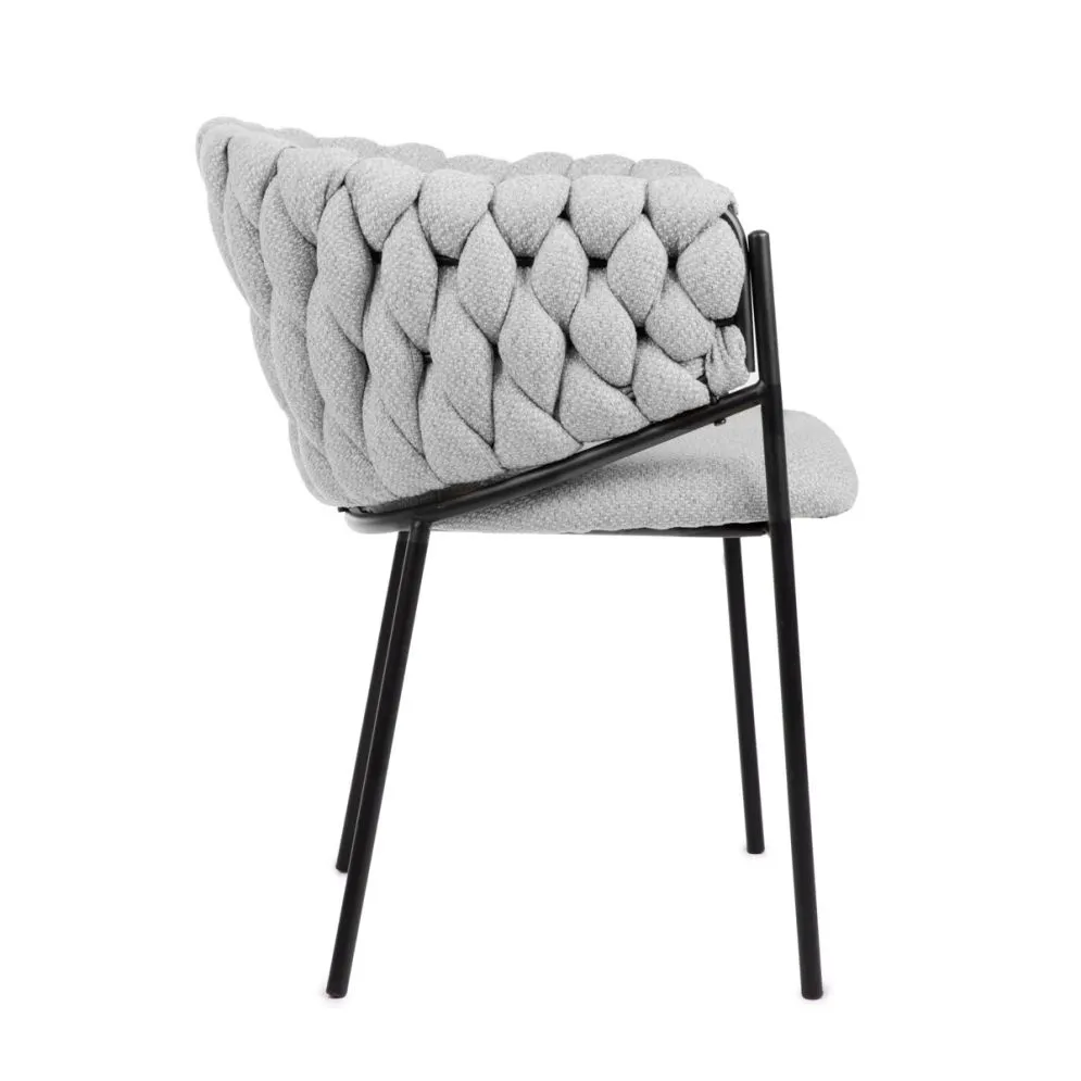Krzesło welurowe MERLE w tkaninie szarej | MIRAT styl LOFT