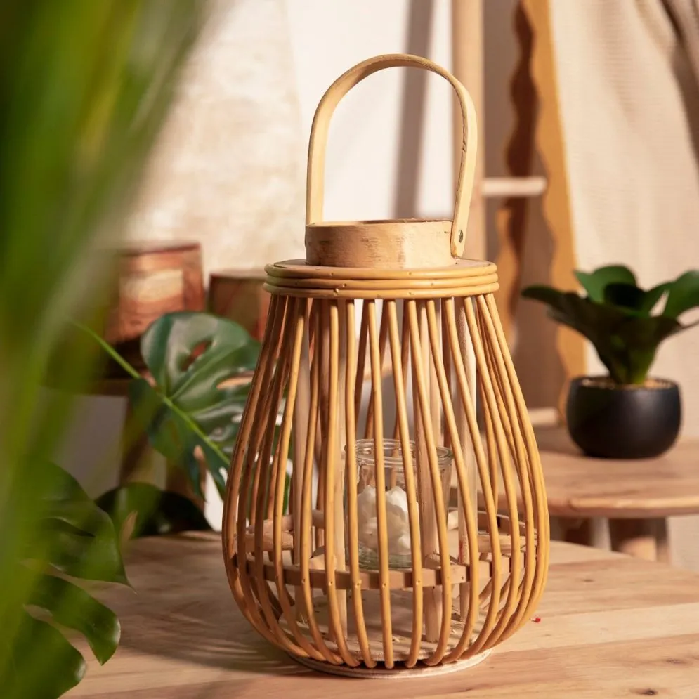 Lampion GARNITTO pleciony naturalny 10,5x30 cm | MIRAT