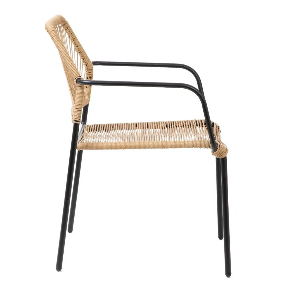 Krzesło plecione sznurkiem SOBREME czarne | MIRAT styl LOFT