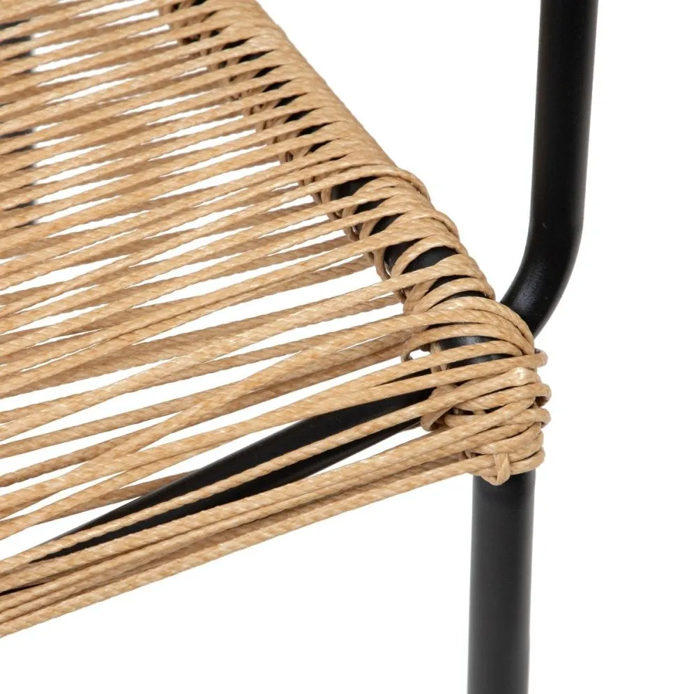 Krzesło plecione sznurkiem SOBREME czarne | MIRAT styl LOFT