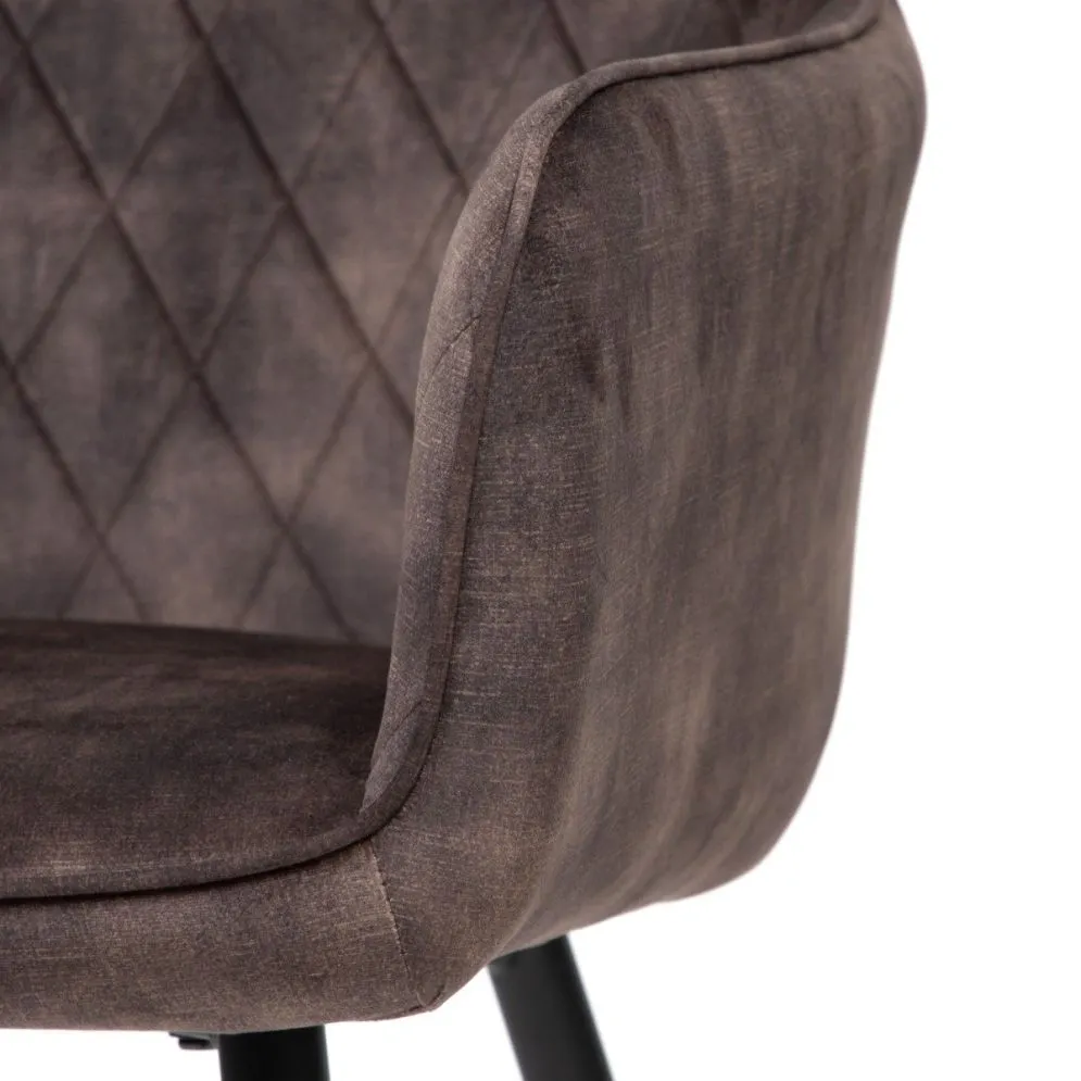 Krzesło tapicerowane SATORI brązowe z podłokietnikami |MIRAT styl LOFT