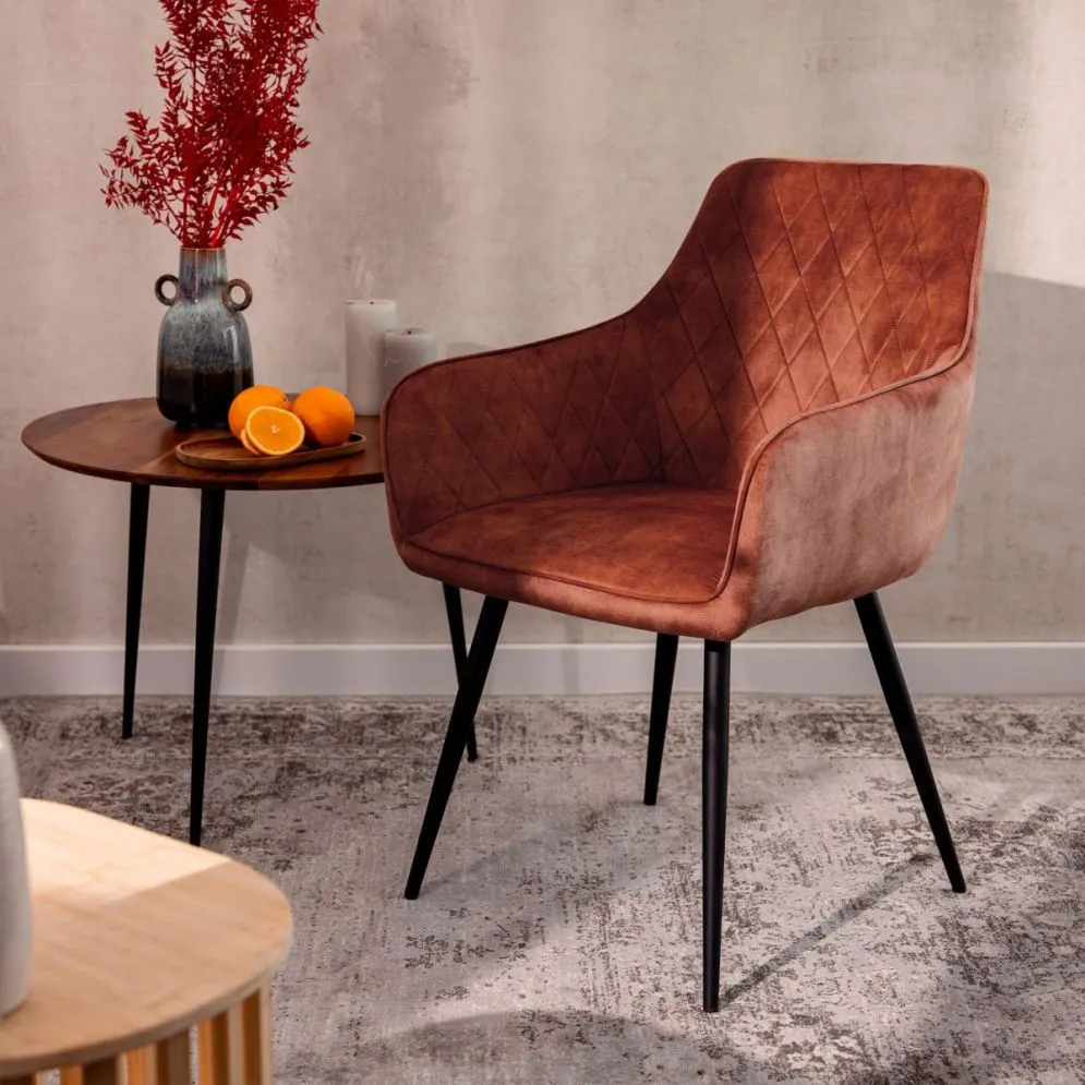 Krzesło tapicerowane SATORI ceglaste z podłokietnikami | MIRAT styl LOFT