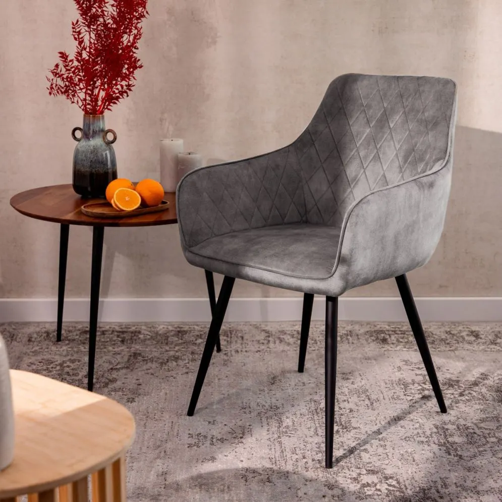 Krzesło tapicerowane SATORI szare na czarnych nogach | MIRAT styl LOFT