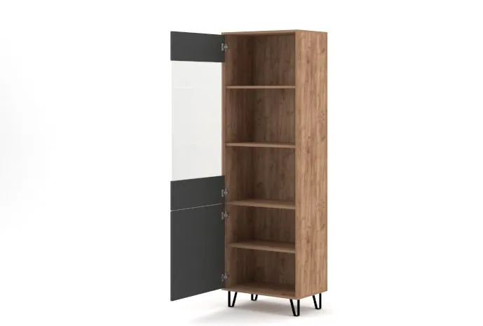 Witryna BILBAO 2D dąb craft tobacco /grafit mat wysoka | sklep MIRAT styl LOFT, RYFLOWANY kolekcja BILBAO