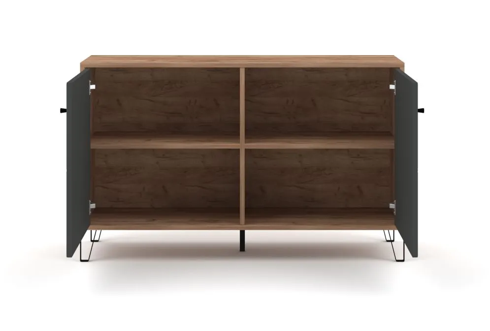 Komoda BILBAO 1D/3S dąb craft tobacco/grafit mat jednodrzwiowa | sklep MIRAT styl LOFT, RYFLOWANY kolekcja BILBAO