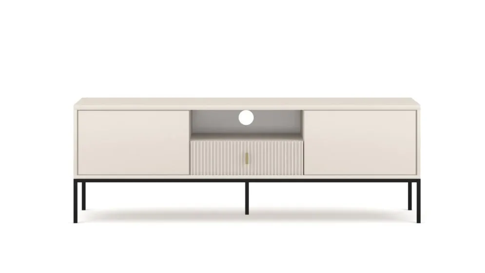 Szafka RTV MAGGIORE 154 kaszmir mat/czarna glamour I sklep meblowy MIRAT. styl GLAMOUR, LOFT, RYFLOWANY kolekcja MAGGIORE