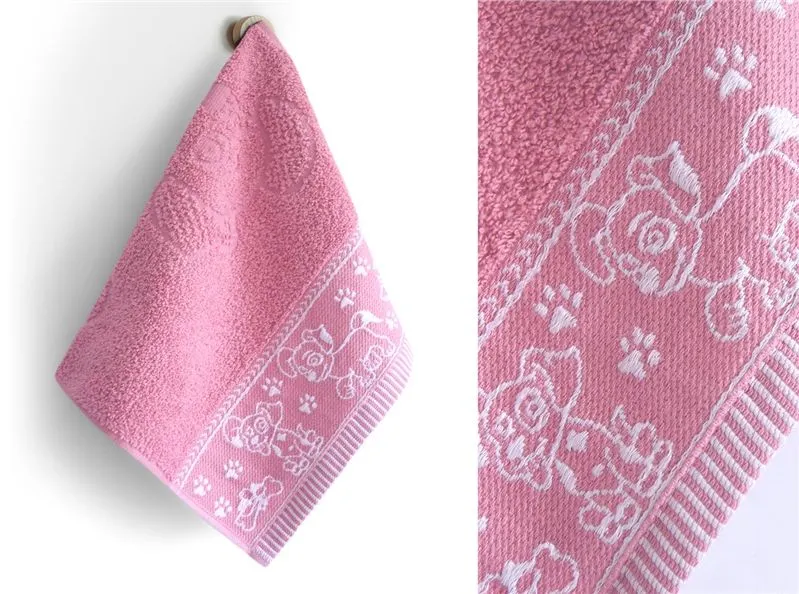 Ręcznik dziecięcy Greno Kids 30x50 Pieski w Akcji różany MIRAT.