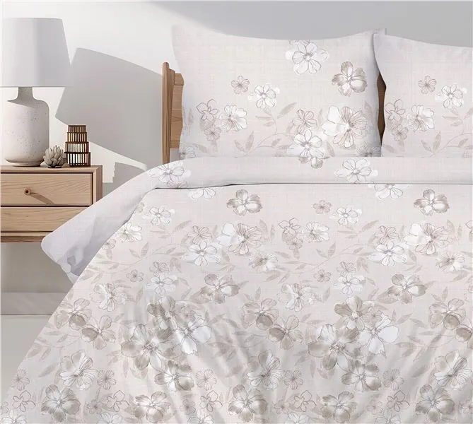 Pościel Bawełniana Greno Premium Linen 160x200 Beżowa na zamek MIRAT.