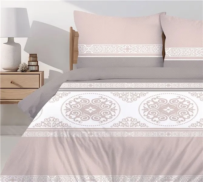 Pościel 100% bawełniana Greno Premium Versus 220x200 cm beżowa MIRAT.