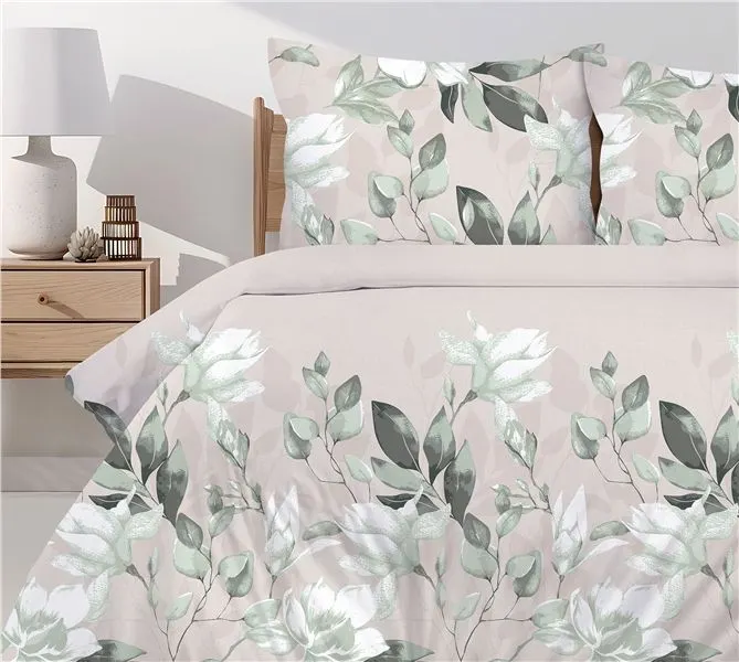 Pościel 100% Bawełniana Greno Premium Zoi 160x200 Beżowa  MIRAT.