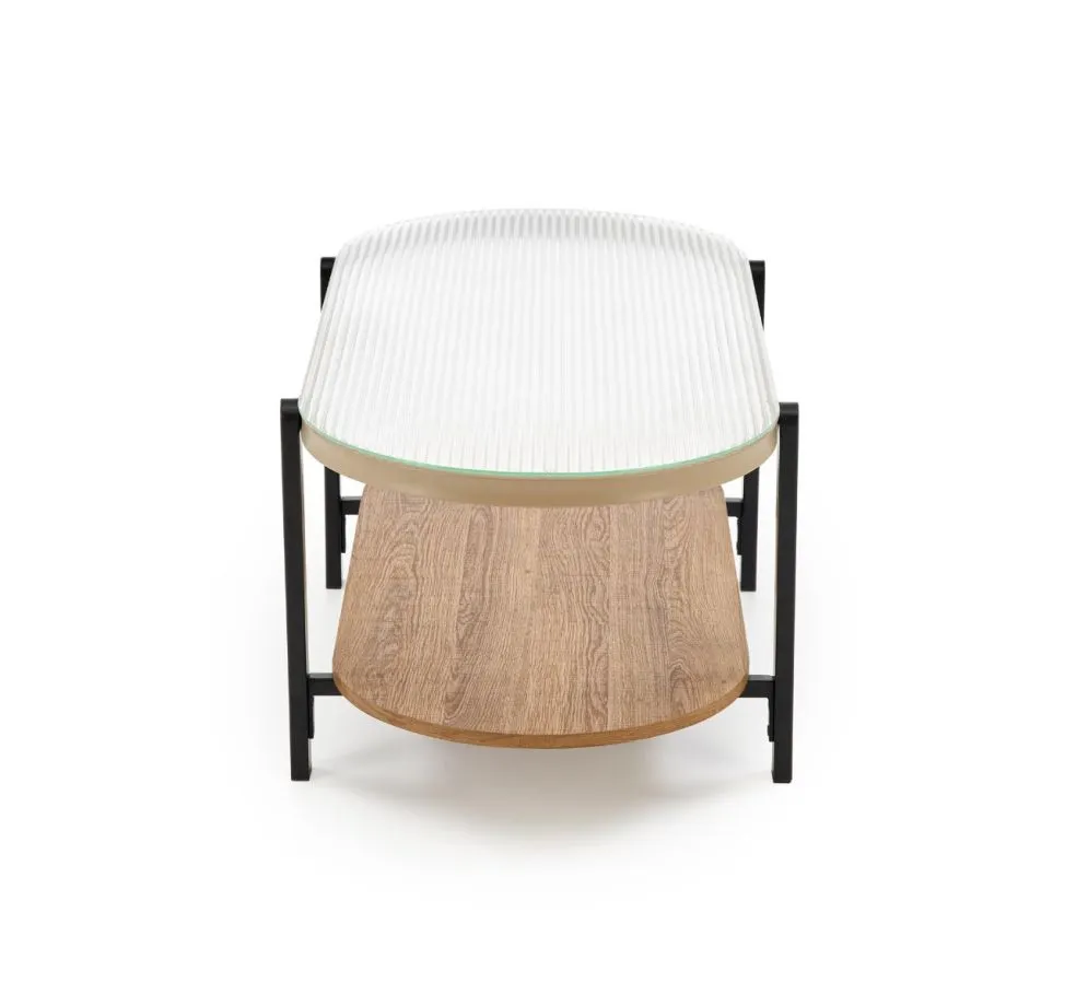 Ława owalna KAMALA 54x110 dąb naturalny/czarny do salonu I sklep meblowy MIRAT. styl LOFT