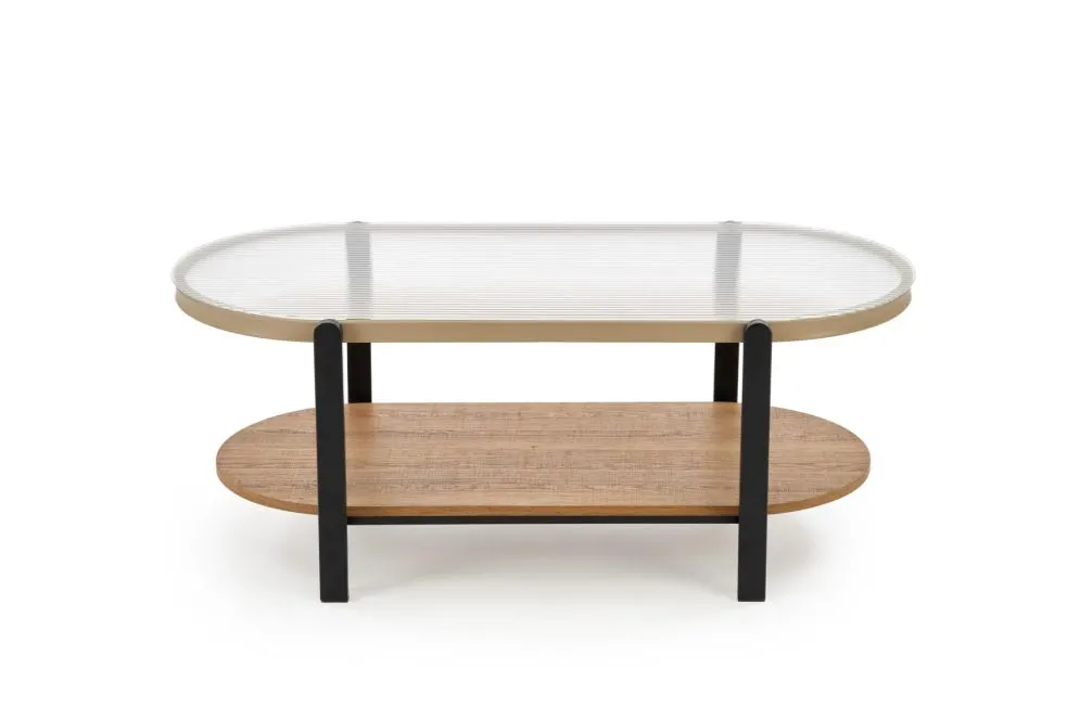 Ława owalna KAMALA 54x110 dąb naturalny/czarny do salonu I sklep meblowy MIRAT. styl LOFT
