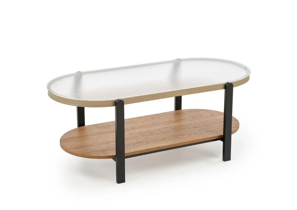 Ława owalna KAMALA 54x110 dąb naturalny/czarny do salonu I sklep meblowy MIRAT. styl LOFT