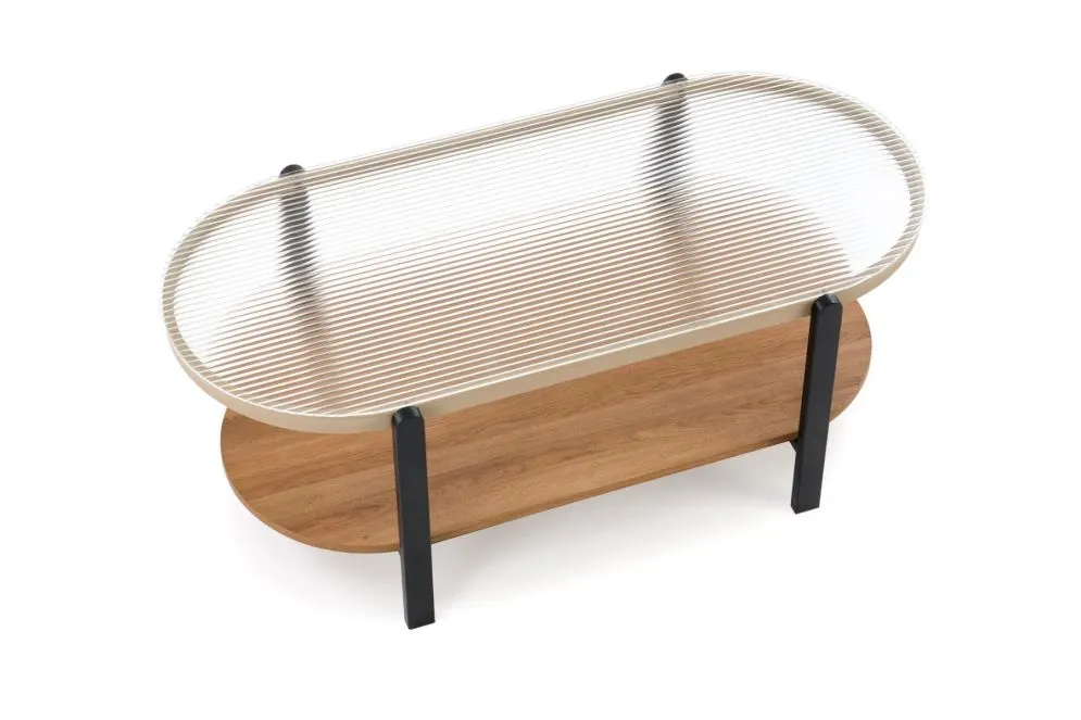 Ława owalna KAMALA 54x110 dąb naturalny/czarny do salonu I sklep meblowy MIRAT. styl LOFT
