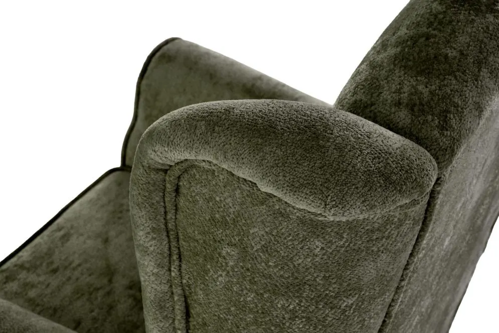 Fotel uszak HERMES oliwkowy na drewnianych nogach I sklep meblowy MIRAT.