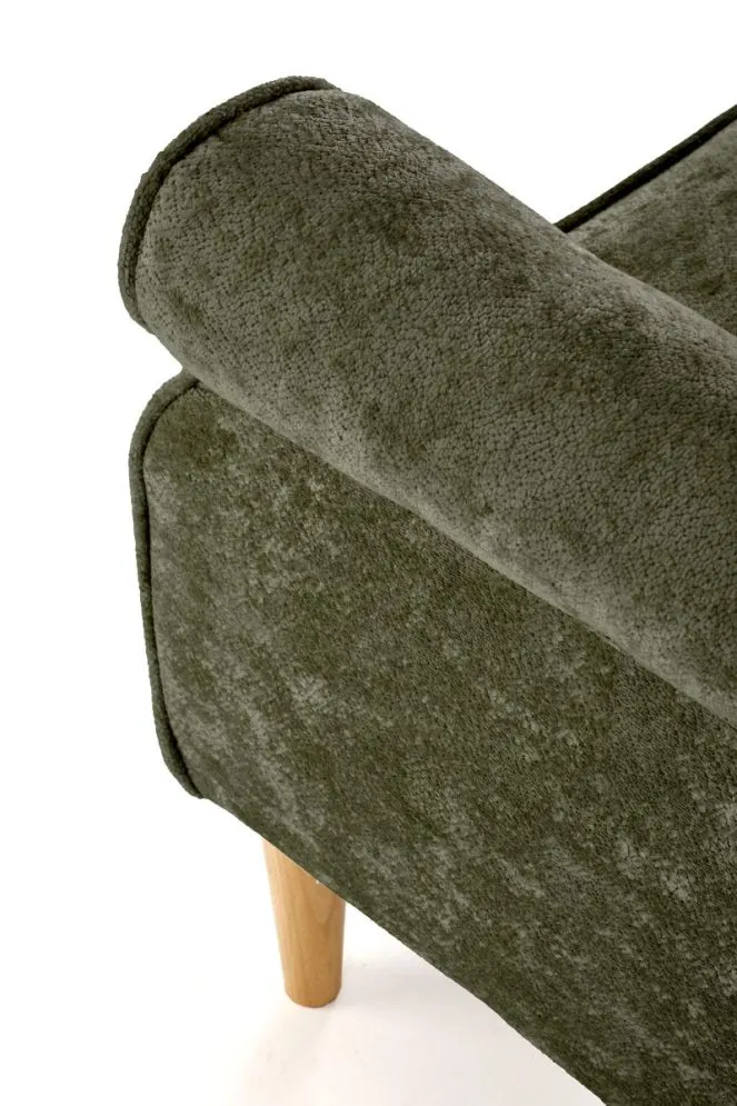 Fotel uszak HERMES oliwkowy na drewnianych nogach I sklep meblowy MIRAT.